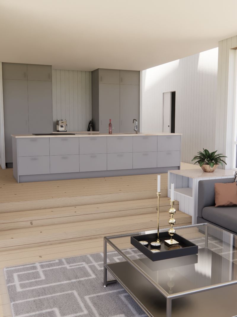 Fritidshus Arild 2 — interiör och ljusinsläpp